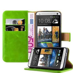 Coque HTC ONE M7 - CADORABO - Design LUXURY - Simili-cuir - Vert - Protection Complète