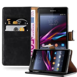 Coque - CADORABO - Sony Xperia Z1 - Simili-cuir - Noir de Jais - Design Luxury avec Stand