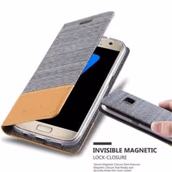 Coque Samsung Galaxy S7 en GRIS CLAIR MARRON de Cadorabo (Design TISSUE-SIMILICUIR) Etui de Protection Complète avec Rabat à  ...