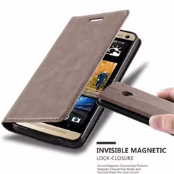 Etui de protection - CADORABO - HTC ONE M7 - Simili-cuir - Marron café - Fermeture magnétique invisible