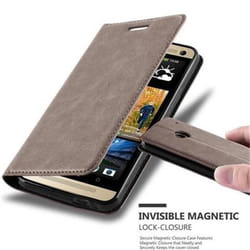 Etui de protection - CADORABO - HTC ONE M7 - Simili-cuir - Marron café - Fermeture magnétique invisible