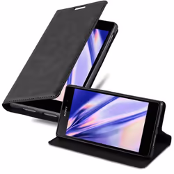 Coque pour Sony Xperia Z1 Housse en NOIR NUIT Etui Case Cover Protection Portefeuille Wallet