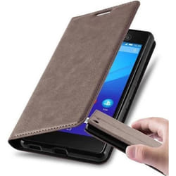 Coque - CADORABO - Sony Xperia M5 - Marron Café - Simili-cuir - Fermeture Magnétique Invisible