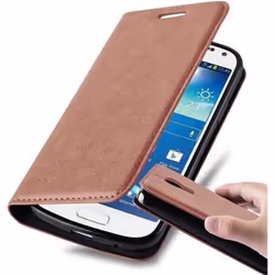 Coque - CADORABO - Galaxy S4 Mini - Marron Moyen - Fermeture Magnétique Invisible - Élégant