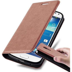 Coque - CADORABO - Galaxy S4 Mini - Marron Moyen - Fermeture Magnétique Invisible - Élégant