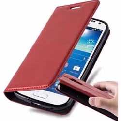 Cadorabo Coque Samsung Galaxy S4 MINI ROUGE FERMETURE MAGNÉTIQUE INVISIBLE Housse Etui Case Cover supporte Stand fente carte