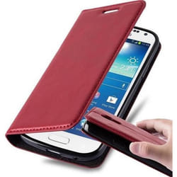 Cadorabo Coque Samsung Galaxy S4 MINI ROUGE FERMETURE MAGNÉTIQUE INVISIBLE Housse Etui Case Cover supporte Stand fente carte