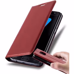 Étui Samsung Galaxy S7 EDGE - CADORABO - Rouge - Simili-cuir - Fermeture magnétique - Fonction stand