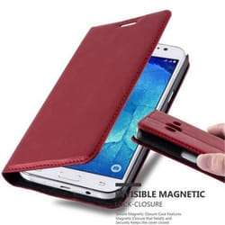 Coque Samsung Galaxy J5 2015 (5) en ROUGE DE POMME de Cadorabo (Design FERMETURE MAGNÉTIQUE INVISIBLE) Etui de Protection Complète