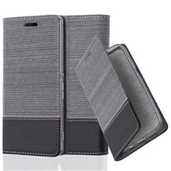 Coque pour Sony Xperia M4 AQUA Housse en GRIS NOIR Etui Case Cover Protection fermeture magnétique