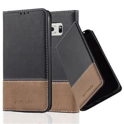 Cadorabo Coque Samsung Galaxy S6 NOIR BRUN SIMILI-(CUIR/DAIM) Housse Etui Case Cover Magnétique supporte Stand et fente carte
