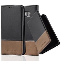 Coque Samsung Galaxy S7 EDGE - CADORABO - Noir Brun - Simili-Cuir - Étui de Protection Complète