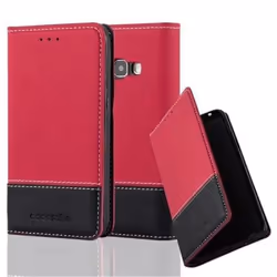 Coque Samsung Galaxy J1 2016 - CADORABO - ROUGE NOIR - Simili-cuir - Fermeture magnétique - Fonction stand