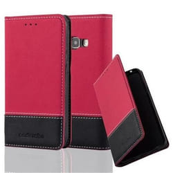 Coque Samsung Galaxy J1 2016 - CADORABO - ROUGE NOIR - Simili-cuir - Fermeture magnétique - Fonction stand