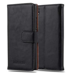 Coque Huawei P7 - CADORABO - NOIR DE JAIS - Simili-cuir - Fonction Stand - Protection Magnétique