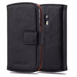 Coque - CADORABO - Samsung Galaxy S3 MINI - Simili-cuir - Noir de Jais - Étui avec Stand et Rabat Magnétique