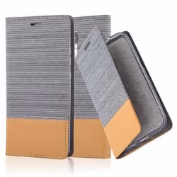 Coque Honor 5C - CADORABO - Gris Clair Marron - Tissu-Similicuir - Étui avec Rabat et Stand