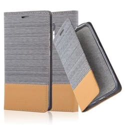 Coque Honor 5C - CADORABO - Gris Clair Marron - Tissu-Similicuir - Étui avec Rabat et Stand