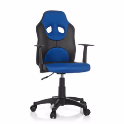 Chaise pivotante pour des enfants - hjh OFFICE - KID GAME AL - Noir/Bleu - similicuir