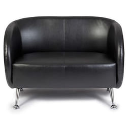 Canapé lounge ST. LUCIA - HJH OFFICE - 2 places - Simili-cuir noir - Confort ferme