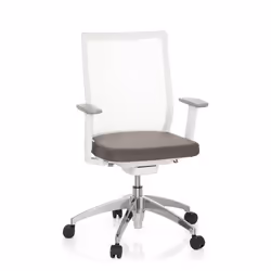 Chaise de bureau - HJH OFFICE - ASPEN WHITE - Tissu maille transparent - Assise tissu gris