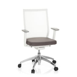 Chaise de bureau - HJH OFFICE - ASPEN WHITE - Tissu maille transparent - Assise tissu gris