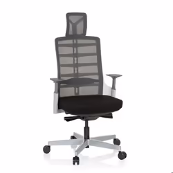 Siège de bureau haut de gamme - hjh OFFICE - SKARIF - Blanc/Gris/Noir - tissu/tissu maille
