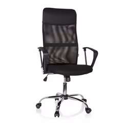 Chaise bureau / Fauteuil de direction PURE NET tissu maille / simili cuir noir chrome hjh OFFICE