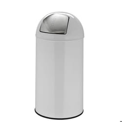 Poubelle - hjh OFFICE - PUSH 50L - Blanc - Tôle en acier
