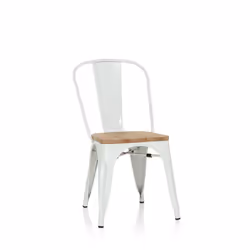 Chaise de bistrot - hjh OFFICE - VANTAGGIO COMFORT W - Blanc - Acier / Bois