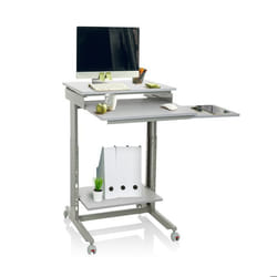 Bureau assis-debout - hjh OFFICE - WORKSTATION - Gris - Panneau de particules mélaminé structure en acier peinte en époxy