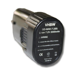 Vhbw - Batterie compatible avec Makita TD021, TD020D, TD020DSE, TD020DS, TD020DSW, TD020DSEW, TD020DW outil électrique (2000 mAh, Li-ion, 7,2 v)