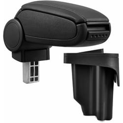 Pro.tec - Accoudoir central pour bmw E46 - avec compartiment - rembourré - cuir-synthétique - noir avec des coutures noirs