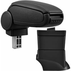 Pro.tec - Accoudoir central pour Fiat 500 - avec compartiment - rembourré - cuir-synthétique - noir avec des coutures noirs