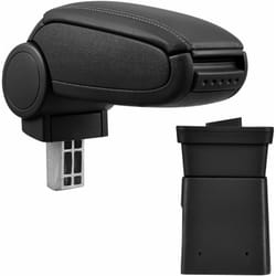 Pro.tec - Accoudoir central pour Dacia Logan / Dacia Sandero - avec compartiment - rembourré - cuir-synthétique - noir avec des coutures noirs
