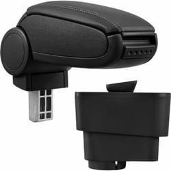 Pro.tec - Accoudoir central pour Fiat Grande Punto - avec compartiment - rembourré - cuir-synthétique - noir avec des coutures noirs