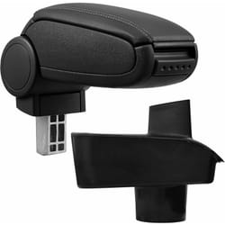 Pro.tec - Accoudoir central pour Ford Fiesta '09 - avec compartiment - rembourré - cuir-synthétique - noir avec des coutures noirs