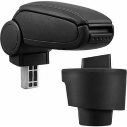 Pro.tec - Accoudoir central pour Seat Ibiza Type 6J - avec compartiment - rembourré - cuir-synthétique - noir avec des coutures noirs