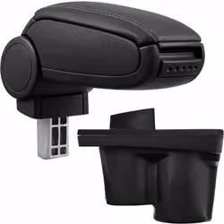Accoudoir central console pour : Opel Adam matériel : cuir synthétique couleur : noir avec des coutures noires - Support de b ...