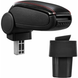 Pro.tec - Accoudoir central pour Opel Astra g - avec compartiment - rembourré - cuir-synthétique - noir avec des coutures rouges