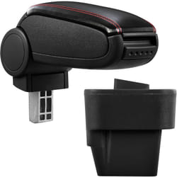 Pro.tec - Accoudoir central pour Opel Astra h - avec compartiment - rembourré - cuir-synthétique - noir avec des coutures rouges