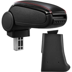 [pro.tec] Accoudoir central pour Golf 3 / Vento - avec compartiment - rembourré - cuir-synthétique - noir avec des coutures rouges
