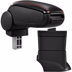 Accoudoir central console pour : Fiat 500 ( 2007-2017) matériel : cuir synthétique couleur : noir avec des coutures rouges -  ...
