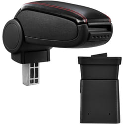 Pro.tec Accoudoir central pour Dacia Logan / Dacia Sandero - avec compartiment - rembourré - cuir-synthétique - noir avec des coutures rouges