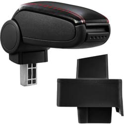 Pro.tec Accoudoir central pour Audi 80 B3 et B4 / Audi 80 / Audi 90 - avec compartiment - rembourré - cuir-synthétique - noir avec des coutures rouges