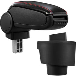 Pro.tec - Accoudoir central pour Seat Ibiza Type 6J - avec compartiment - rembourré - cuir-synthétique - noir avec des coutures rouges