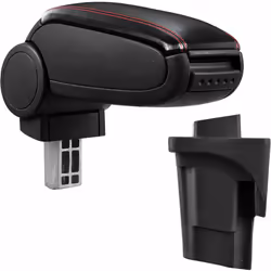 Accoudoir central console pour : Seat Leon 1P (2005–2012) matériel : cuir synthétique couleur : noir avec des coutures rouges ...