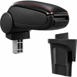 Pro.tec - Accoudoir central pour Seat Leon 1P - avec compartiment - rembourré - cuir-synthétique - noir avec des coutures rouges