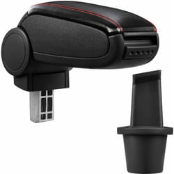 [pro.tec] Accoudoir central pour Dacia Duster - avec compartiment - rembourré - cuir-synthétique - noir avec des coutures rouges
