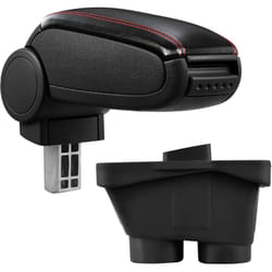 Pro.tec - Accoudoir central pour Peugeot 208 - avec compartiment - rembourré - cuir-synthétique - noir avec des coutures rouges